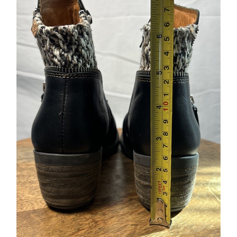 Boho Outdoor Leather Booties 7.5 Knit Cuff Side Zip Fall Ankle Boot - Picture 15 of 16
